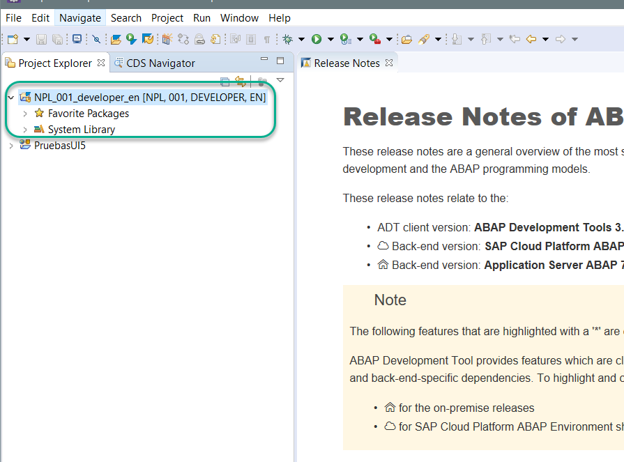 Abrir SAP en Eclipse